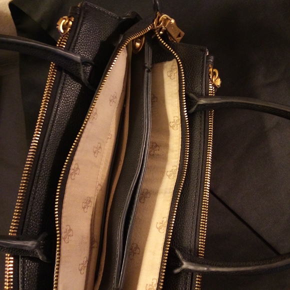 Guess Bags Vintage Guess Black Purse With Gold Chunky Chain Two Handles